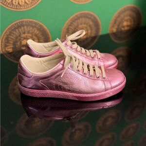 Gucci Pink Metallic Women's Sneakers, Size 37, worn once